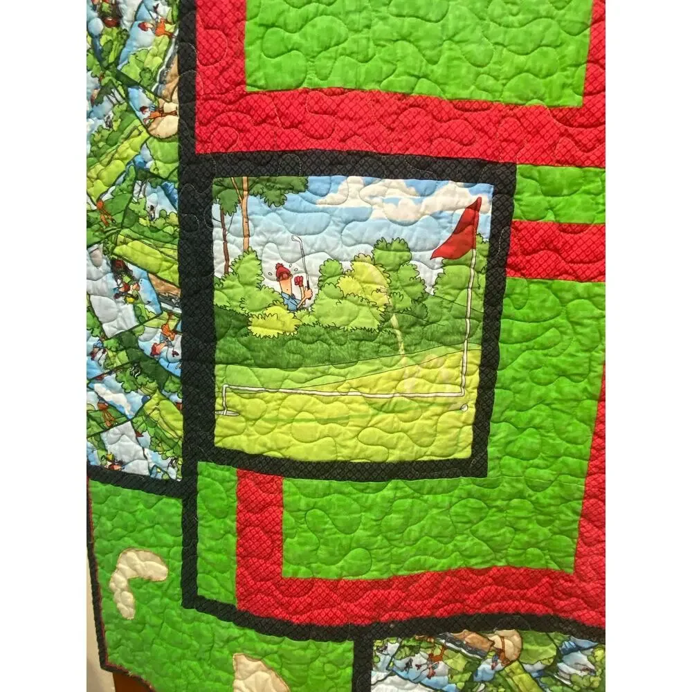 Handmade Quilt Golf Humor Theme Wall Hanging/Lap Quilt 47”x62”